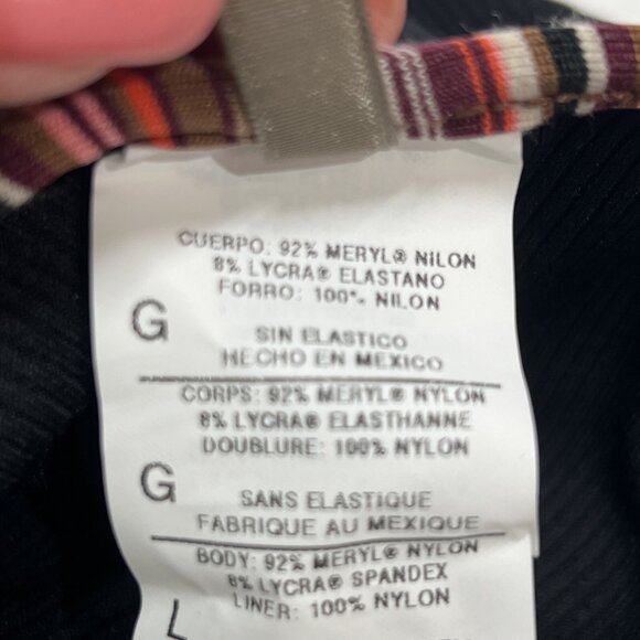 Anne Cole Swim Skirt Womens L‎ Black Ribbed Rainbow Trim Swimsuit Bottom Beach - Picture 8 of 8